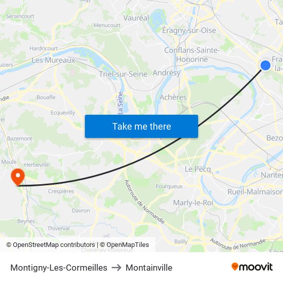 Montigny-Les-Cormeilles to Montainville map