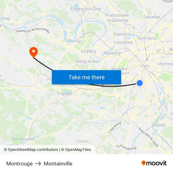 Montrouge to Montainville map