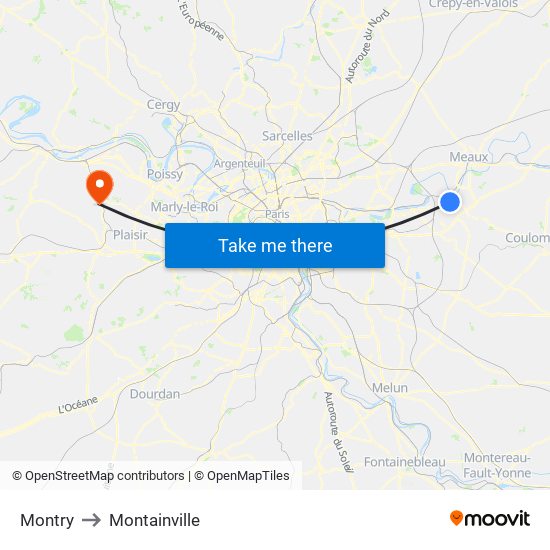 Montry to Montainville map