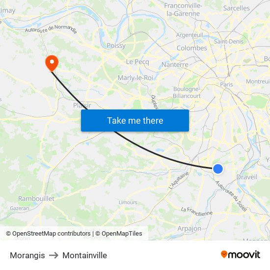 Morangis to Montainville map