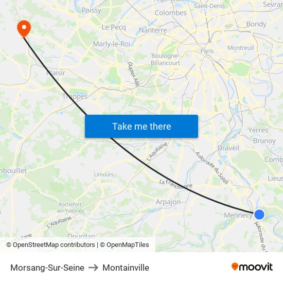 Morsang-Sur-Seine to Montainville map