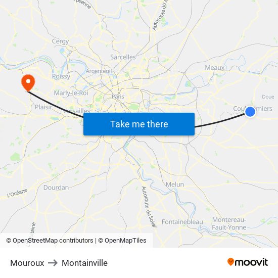 Mouroux to Montainville map