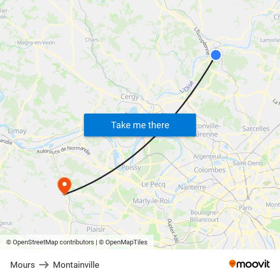 Mours to Montainville map