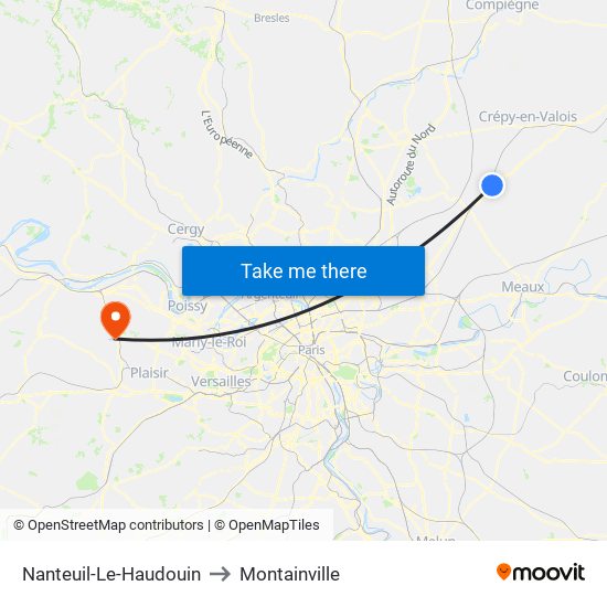 Nanteuil-Le-Haudouin to Montainville map