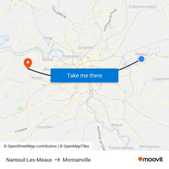 Nanteuil-Les-Meaux to Montainville map