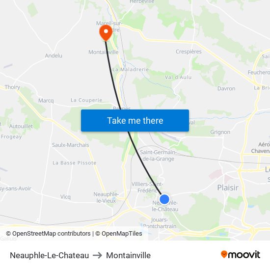 Neauphle-Le-Chateau to Montainville map