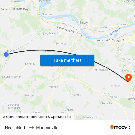 Neauphlette to Montainville map