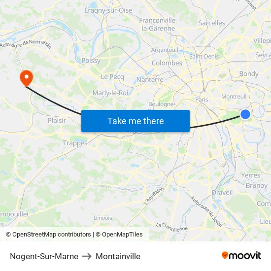 Nogent-Sur-Marne to Montainville map