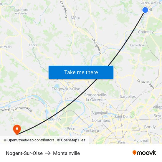 Nogent-Sur-Oise to Montainville map