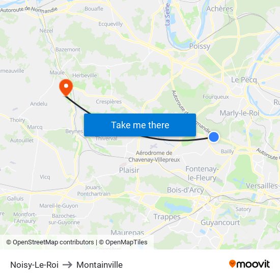 Noisy-Le-Roi to Montainville map