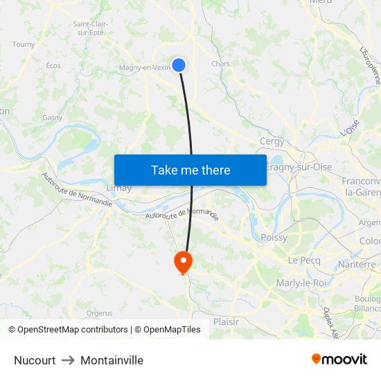 Nucourt to Montainville map