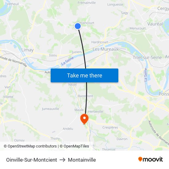 Oinville-Sur-Montcient to Montainville map