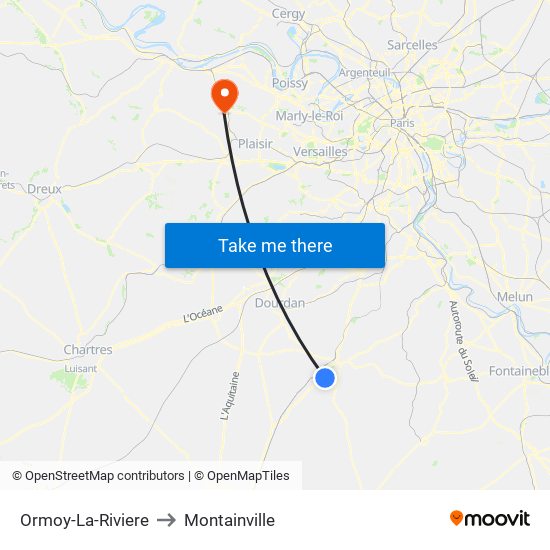 Ormoy-La-Riviere to Montainville map