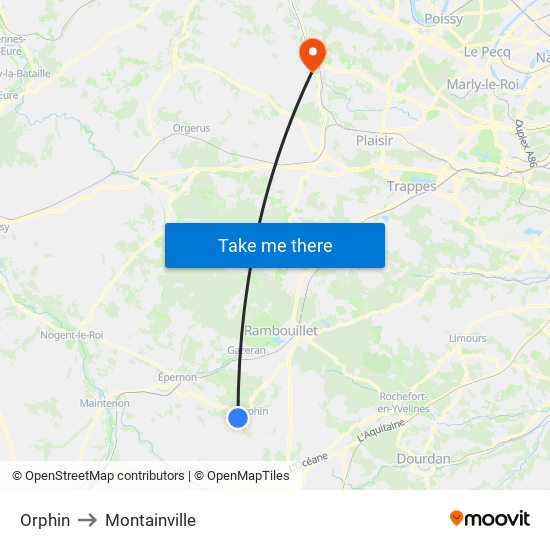 Orphin to Montainville map