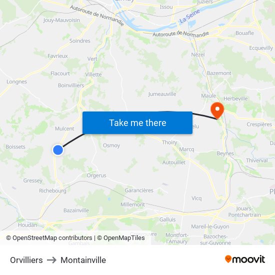 Orvilliers to Montainville map