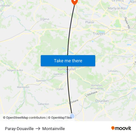 Paray-Douaville to Montainville map
