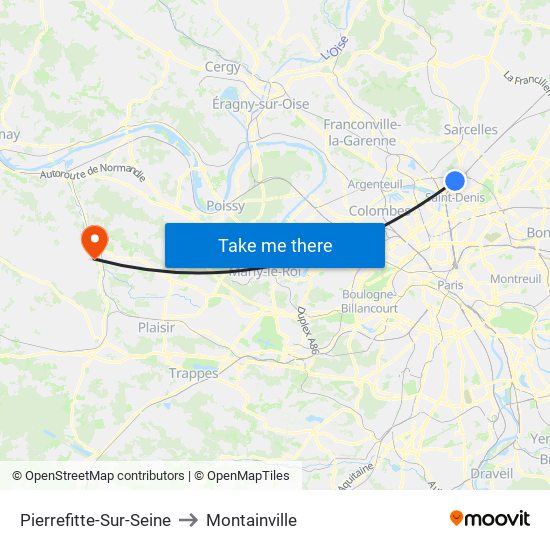 Pierrefitte-Sur-Seine to Montainville map