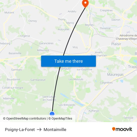 Poigny-La-Foret to Montainville map