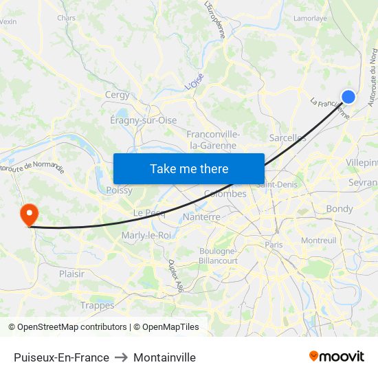 Puiseux-En-France to Montainville map