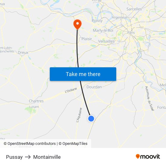 Pussay to Montainville map