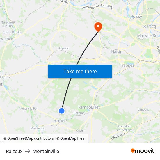 Raizeux to Montainville map