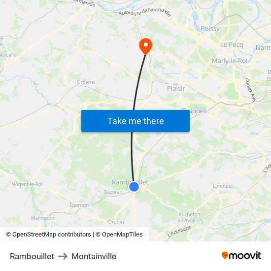 Rambouillet to Montainville map