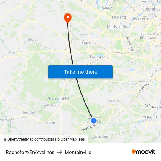 Rochefort-En-Yvelines to Montainville map