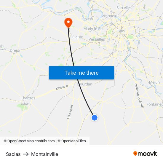 Saclas to Montainville map