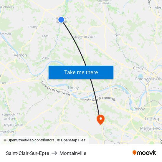 Saint-Clair-Sur-Epte to Montainville map