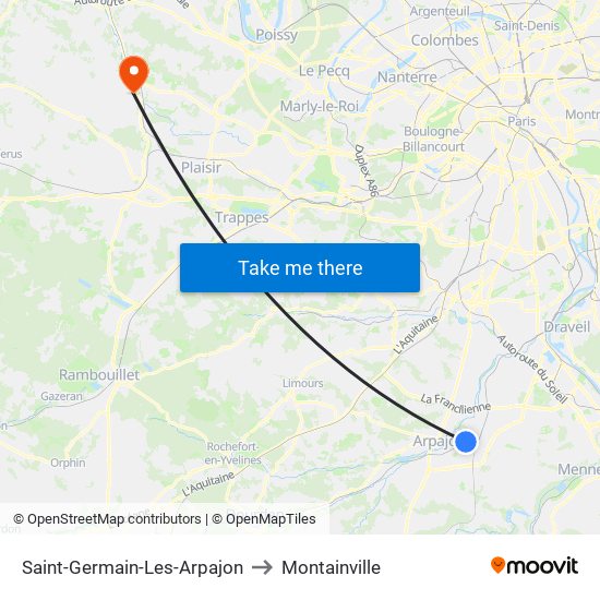 Saint-Germain-Les-Arpajon to Montainville map