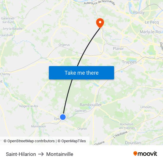 Saint-Hilarion to Montainville map