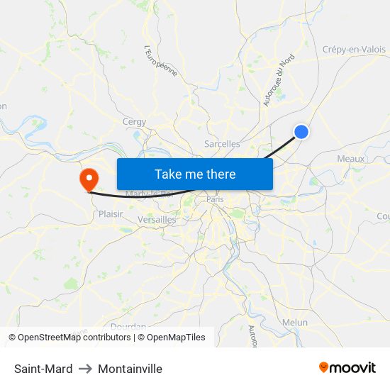 Saint-Mard to Montainville map