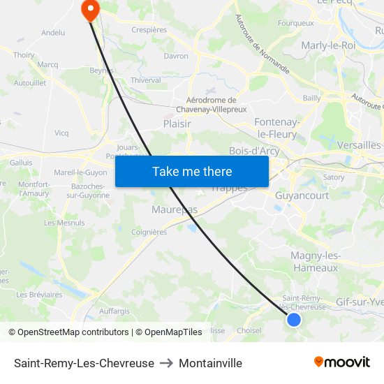 Saint-Remy-Les-Chevreuse to Montainville map
