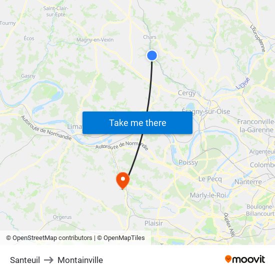 Santeuil to Montainville map