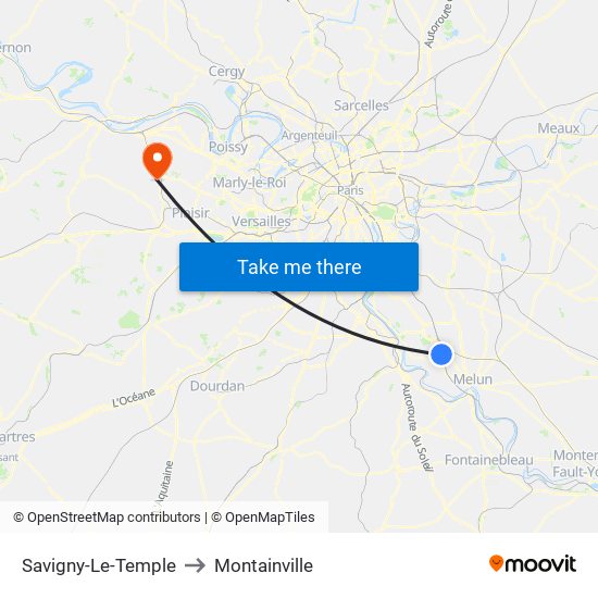 Savigny-Le-Temple to Montainville map