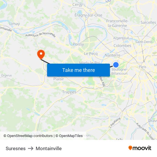 Suresnes to Montainville map