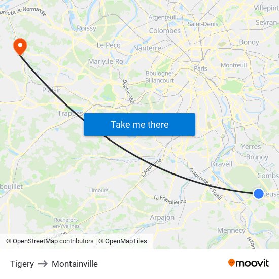 Tigery to Montainville map