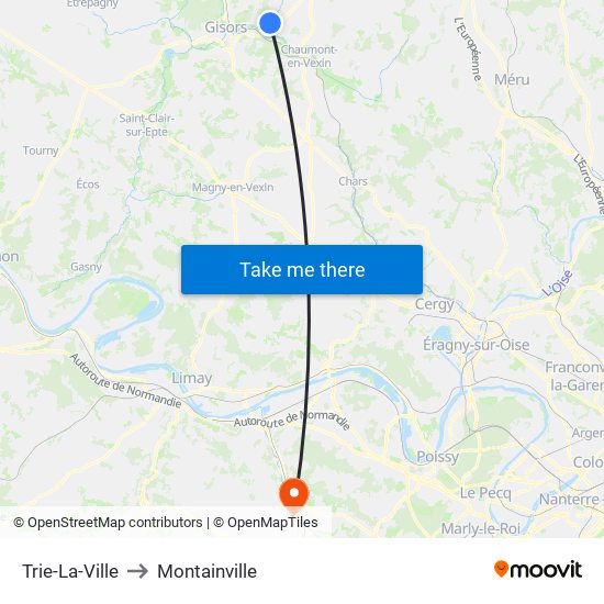 Trie-La-Ville to Montainville map