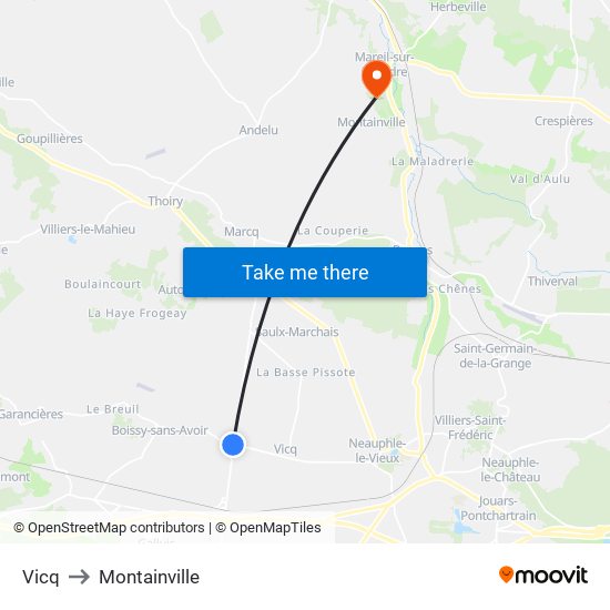 Vicq to Montainville map