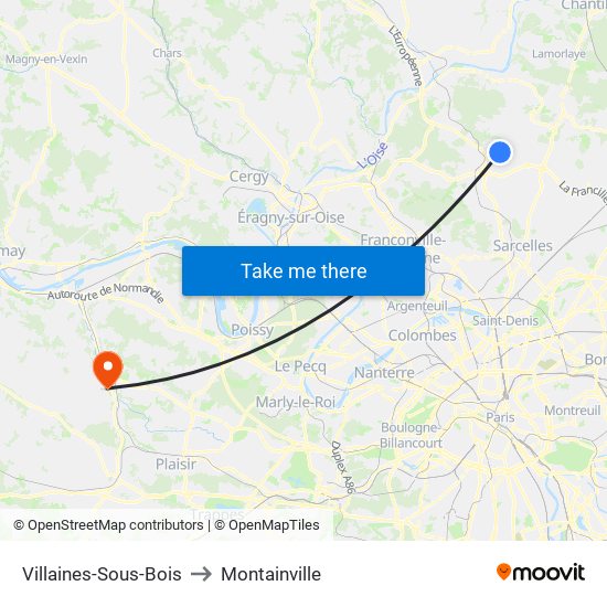 Villaines-Sous-Bois to Montainville map