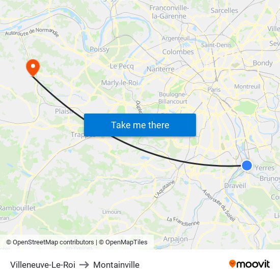 Villeneuve-Le-Roi to Montainville map