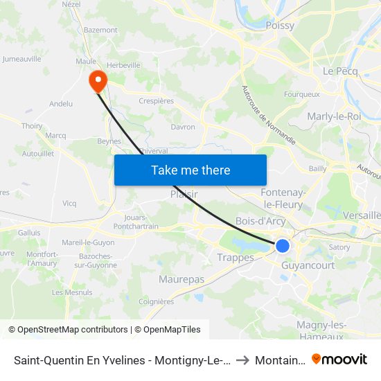 Saint-Quentin En Yvelines - Montigny-Le-Bretonneux to Montainville map