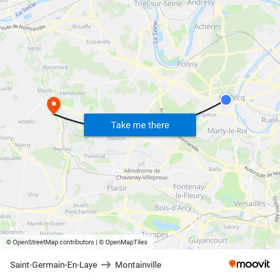 Saint-Germain-En-Laye to Montainville map
