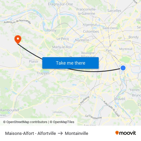 Maisons-Alfort - Alfortville to Montainville map