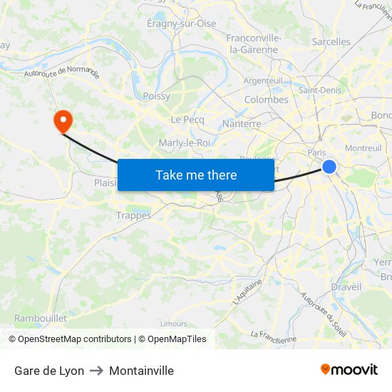 Gare de Lyon to Montainville map