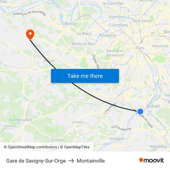 Gare de Savigny-Sur-Orge to Montainville map