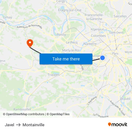 Javel to Montainville map