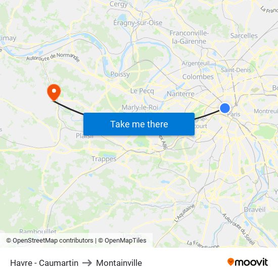 Havre - Caumartin to Montainville map