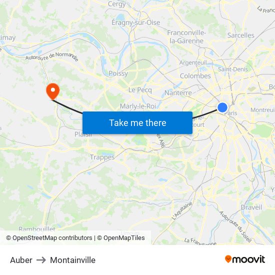 Auber to Montainville map