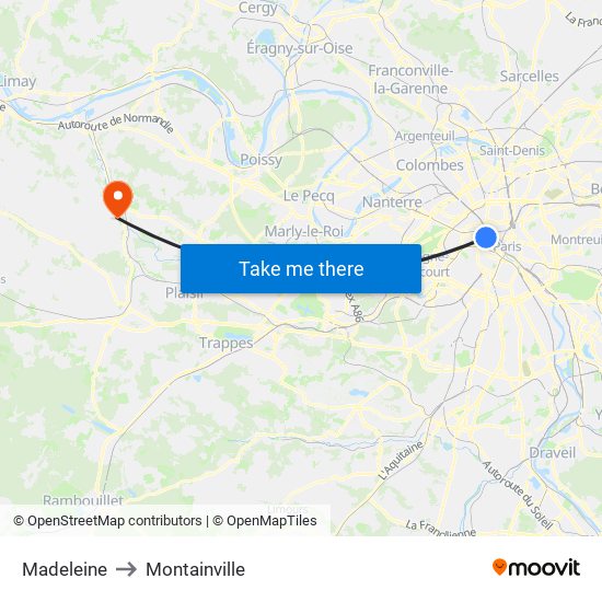 Madeleine to Montainville map